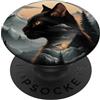 cat and mountain lover, black brown cat gatto, e, montagna, amante, marrone, gatto, silhouette PopSockets PopGrip Adesivo