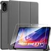 Heioloo Custodia per Redmi pad 2 11 2025 Cover in Pelle Case, + [1 Pezzi] Vetro Temperato Pellicola Protettiva [Auto Svegliati/Sonno][Supporto Funzione ] [Anti-Scratch] Grigio