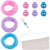 NBEADS 16.4 Yards di Cordini per Tenere I Punti, Cordino da Barbiere per Maglieria in Gomma Cava da 2mm con 6 Ferma-Ago da 5.5mm per Tenere I Punti Braccialetti Collane Perline, Serie Blu Rosa Viola