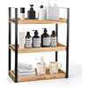 Accmuzzy Scaffale da Bagno in Legno Verticale e Stretto, Piccolo Organizzatore per Bagno, Portatrucchi per Toeletta o Cucina, Mensola da Appoggio (3 Livelli)