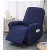 Hearda Copripoltrona Relax Reclinabile Elettrica Universale, Blu Navy Jacquard Fodere per Poltrona Relax 1 Posto, Elasticizzato Copridivano Reclinabile con Tasca Rimovibile