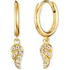 Engelsrufer Orecchini a cerchio da donna in argento sterling con ali mobili, chiusura a clip, senza nichel, 23mm, Argento sterling, Zirconia cubica