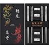 TIICOO Bacchette in Metallo Riutilizzabili in Acciaio Inossidabile 18/8 Bacchette Cinese Drago e Phoenix Bacchette con Supporto Cinese Tradizionale Elegante Regalo Set (4 Paia) (Argento)