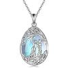 YAFEINI Collana Sorella Pietra di Luna Argento Sterling Albero della Vita Ciondolo a Goccia Gioielli