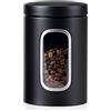 HMCEY Barattolo Caffe Ermetico 11 X 17.3 CM,Contenitore Chicchi Caffe In Polvere,Coffee Beans Container,Barattolo Zucchero Acciaio Inox,Contenitori Porta Tè Metallo Con Finestra di Visualizzazione