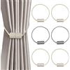 REBECCAGIBSON 6 Pezzi fermatenda magnetici per Tende, Calamite per Tende, Ferma Tenda a calamita, 4 Beige e 2 Grigi, per Tende oscuranti, Tende da Doccia, Tende Trasparenti, finestre Esterne