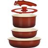 GiPP 5 Pezzi Set di Padelle Antiaderente Compatibile Induzione, Rossa | Comprende padelle, pentole e wok, Manici Rimovibili, per Camper, Senza Tossine, Compatibile Forno/Lavastoviglie
