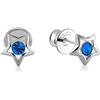 butterfly Orecchini Bambina In Argento Sterling Con Cristalli Blu A Forma Di Stella 5mm