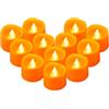 Yakpo Confezione da 12 lumini votivi a LED, a batteria, senza fiamma, tremolanti per Halloween, a batteria, per esterni, per decorazioni natalizie autunnali