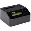 StarTech.com Docking Station per Hard Disk a Singolo Slot - Dock USB 3.0 Standalone con funzione Eraser/Sanificazione HDD/SSD SATA III, 9 Modalità di Cancellazione, 4Kn, Display LCD, Porta Stampante DB-9, TAA [SDOCK1EU3P2]