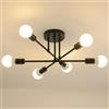 Goeco Lampadario da Soffitto Industrial Attacco E27 6 Luci 60CM, Nero