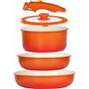 GiPP 5 Pezzi Set di Padelle Antiaderente Compatibile Induzione, Arancione | Comprende padelle, pentole e wok, Manici Rimovibili, per Camper, Senza Tossine, Compatibile Forno/Lavastoviglie
