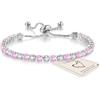 HEEYA Bracciale da donna in argento, braccialetto da tennis con glitter 5A, zirconi e cristalli regolabili, per donne con biglietto regalo con scatola per fidanzata, mamma, moglie, 10.4 inch, Pietra