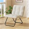 YITAHOME Butacas de Salon,Silla Tocador Plegable, Sillon Lectura Asiento Acolchado con Marco de Metal, Sillones para el Salón Ligero y Portátil para Sala, Dormitorio, Oficina,Blanco