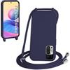 WenBaby Cover Compatible con Xiaomi Redmi Note 10 5G,Cellulare Girocollo Custodia con Cordino TPU Corda Silicone Case Bumper Custodia, Blu navy