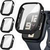 Suoman Diruite Suoman 3 Pezzi Custodia per Apple Watch SE 3/2/1 /Series 6 5 4 44mm Vetro Temperato Pellicola Protettiva,PC Rigido Case Protettiva Ultrasottil Cover,Nero&Nero&Nero,44mm