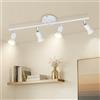 Ketom Binario Faretti Soffitto Orientabile 4 Luci, GU10 Faretto da Soffitto LED Industriale Bianco, Faretti da Parete Interno Moderno per Camera da Letto, Cucina, Soggiorno, Senza Lampadina