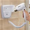BAKAJI Asciugacapelli Parete Muro Hotel Phon Asciuga Capelli Bagno 1300W 2 Ingressi USB