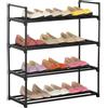BAKAJI Scarpiera Slim Salvaspazio 4 Ripiani in Acciaio Ingresso Casa 65x30x74cm Nero