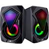 BAKAJI Set 2 Casse Speacker Gaming Pc con Luce LED RGB Connessione USB Bluetooth/Aux