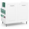 Shally Dogan Mobile Sottolavello Cucina Componibile Mobiletto Legno Boiserie Bianco 2 Ante