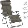 BAKAJI Sedia Giardino Poltrona Relax Pieghevole Gravita Zero Metallo Tessuto Grigio