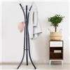 BAKAJI Attaccapanni Appendiabiti a Piantana in Metallo 9 Ganci Colore Nero 60x53x176cm