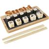 BAKAJI Set Sushi Cibo Giapponese 2 Persone Bacchette Legno Bamboo e Vassoio Ardesia 3pz