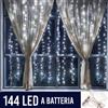 BAKAJI Tenda Luminosa Natalizia per Finestre 144 LED set 2 Tende 120cm Bianco Freddo