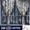 BAKAJI Tenda Luminosa Natalizia per Finestre 144 LED set 2 Tende 120cm Bianco Caldo