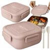 PARENCE - Scatola del pranzo con scomparti e posate - Scatola del pranzo 19×19×7 cm - Adattabile al microonde, adatto alla lavastoviglie - Colore casuale