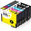 Clywenss Compatibili 34XL 34 XL Cartucce d'inchiostro Multipack per Epson WorkForce Pro WF-3720DWF WF-3725DWF WF-3720 WF-3725 WF3720 WF3725 Stampante, 5-Pezzi (2 Nero, 1 Ciano, 1 Magenta, 1 Giallo)