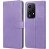 Leacckl Cover per Honor 200 Lite, Custodia a portafoglio in Pelle PU Premium [Magnetica a Scatto] [Funzione Stand], Viola