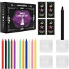 Yennechin Set di 48 Candele Magiche con 4 Portacandele in Selenite su Misura | Candele Colorate per Stregoneria, Rituali, Meditazione, Altare, Stabilità Garantita, Combustione Sicura