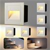 VivaLet 6 Pezzi Luci Scale Interne da Incasso 3W 300LM, Segnapasso LED 230V 3000K, IP65 Scatola da Incasso 68 mm, 85 X 85 mm, Applique Alluminio Bianco, per Giardino Scale Corridoio
