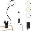 Foneso Lampada a clip, lampada da lettura dimmerabile a 48 LED per letto, lampada USB flessibile a 360° per leggere (Nero,con caricatore USB a porta singola 5V/2A)