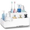 7CDXD Portaspazzolino elettrico rimovibile, antiscivolo, con 6 scomparti e fori di drenaggio, organizer per bagno, cucina e famiglia