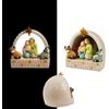 DRW Presepe con portale e animali con luce in resina da 9 x 9 cm