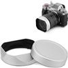 Haoge Paraluce quadrato in metallo argentato per obiettivi Fuji XF33mm F1.4 R LM WR, Fujifilm XF23mmF1.4 R LM WR, Fujinon XF 16-50mm F2.8-4.8 R LM WR, con kit di tappi in metallo, cappuccio a baionetta