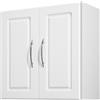 VEVOR Mobiletto Pensile per Lavanderia da 30 x 60 x 60 cm, Mobiletto Pensile a 2 Ripiani con Ripiano Regolabile, Armadietto Bagno Sospeso con 2 Ante, per Cucina, Bagno, Lavanderia, Bianco