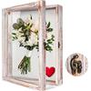 TJ.MOREE - Scatola per Ombre con Fiori, 28x36 cm, con Cornice in Vetro e Porta Finestra in profondità, Ideale per Matrimoni, medaglie, Foto e ricordi, Colore Bianco