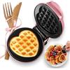 GVAKMM Mini Gofrera En Forma De Corazón, Pequeña Gofrera Antiadherente De 10 Cm, 350W Calentamiento Rápido Y Uniforme, Máquina Para Hacer Gofres Portátil Para Niños Familias Y Estudiantes, Rosa