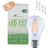 greenandco 8 lampadine a filamento LED | trasparenti | E27 A60 | 2,2W 470 lm | sostituisce 40W | 2700 K bianco caldo | 320° | 230V | senza sfarfallio | Classe energetica A | non dimmerabile