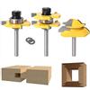 APlus Router Bit Set [3 Pezzi], APLUS 1/4 6,35mm Fresa per Tagli a 45 Gradi + Frese per Linguette e Scanalature,T Punte di Falegnameria, Strumenti di Lavorazione del Legno per La Casa e Fai da te