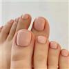 Ztcily Unghie finte piedi corti quadrati rosa, unghie finte piedi estivi francesi naturali adesivi donna ragazza