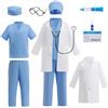 Lito Angels Children's Apparel Lito Angels Costume da Dottore Bambini, Completo con Camice Cappello Mascherina, Per Scuola Giochi di Ruolo Halloween, Blu 5-6 Anni
