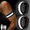 flintronic 2 Pezzi LED Bracciale Riflettente, Fascia da Braccio Luminosa Ricaricabile, Fasce da Braccio Luminose a LED Riflettenti ad Alta visibilità, Cinturino Magico per Corsa, Ciclismo e Jogging
