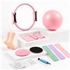 daqoupzi Set da 11 pilates (anello pilates, pilatesball, elastici, calze, ecc), set da pilates per la casa, set di allenamento domestico