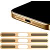 GIOPUEY Adesivo Antipolvere a Rete per iPhone 13 PRO Max, 3 Pezzi Altoparlante di Protezione Integrato e Porta di Ricarica, Anti Dust - Gold