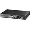 Binardat Switch POE a 19 porte, 16 porte POE+ 100Mbps, Uplink da 2 Gigabit, SFP da 1 Gigabit, IEEE802.3af/at, Alimentazione interna 300W, Custodia in metallo Plug and Play non gestito